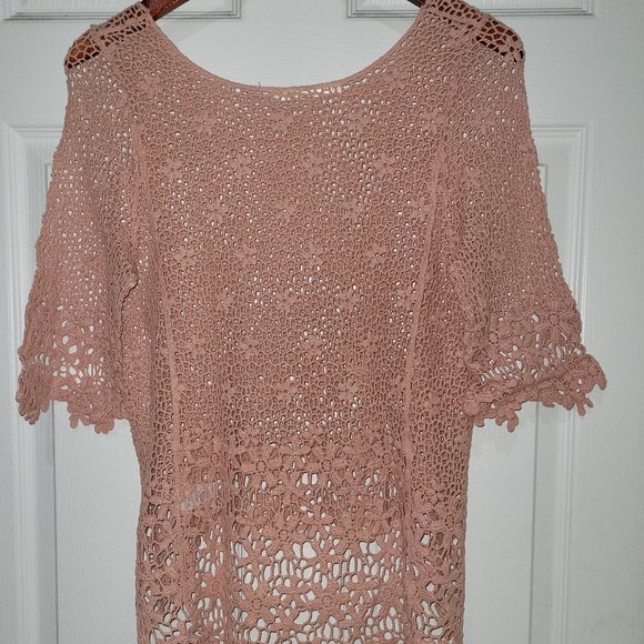 Mosaic & Co Nude/Blush  Crocheted Top - Picture 3 of 4